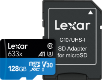 Lexar 633X microSDHC/SDXC (V30) R95/W45 128GB Memory Card (With Adapter)