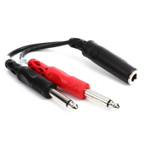 Hosa YPP-136 6.3mm TRS-Female - Dual 6.3mm TS-Male Y-Cable 0.15m